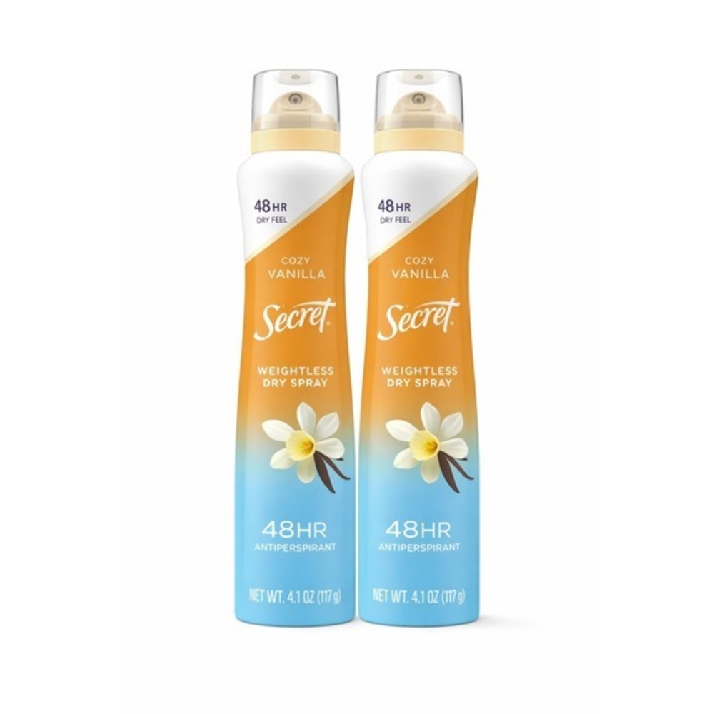 Secret Weightless Dry Spray Cozy Vanilla 2-Pack 4.1‎ oz Antiperspirant New